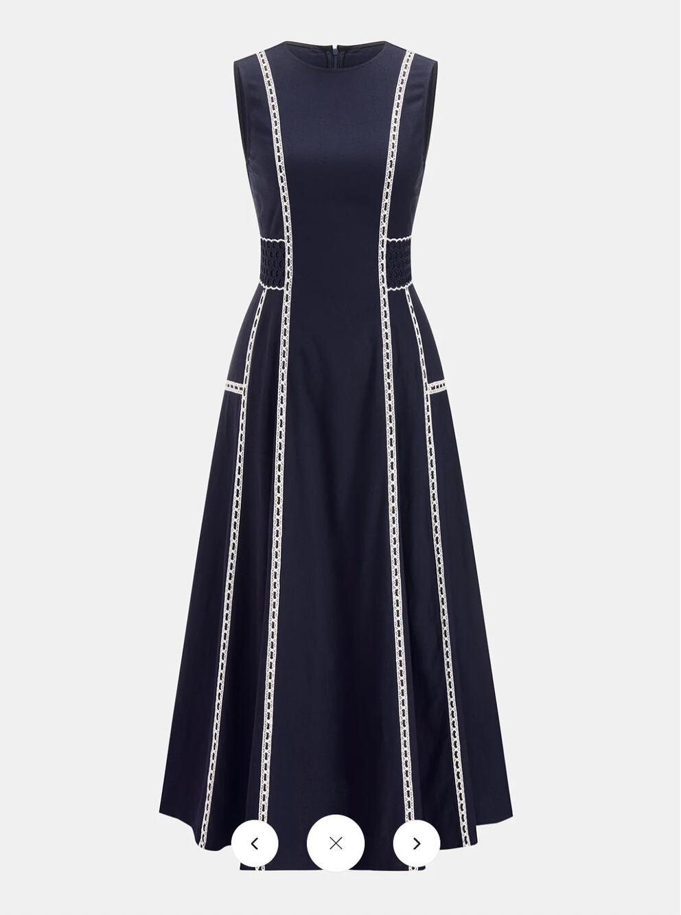 NWT Commense Contrast Lace Trim Sleeveless Midi Dress Sz S